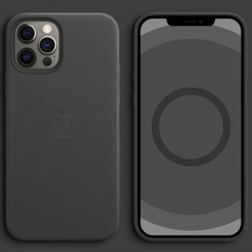 Шкіряний чохол Leather Case (AAA) з MagSafe and Animation для Apple iPhone 12 Pro Max (6.7"), Black - Чохли для iPhone 12 Pro Max - зображення 1 
