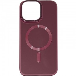 Шкіряний чохол Bonbon Leather Metal Style with MagSafe для Apple iPhone 15 (6.1"), Бордовий / Plum