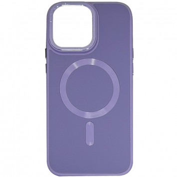 Кожаный чехол Bonbon Leather Metal Style with MagSafe для Apple iPhone 15 (6.1"), Серый / Lavender