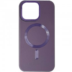 Шкіряний чохол Bonbon Leather Metal Style with MagSafe для Apple iPhone 15 (6.1"), Фіолетовий / Dark Purple