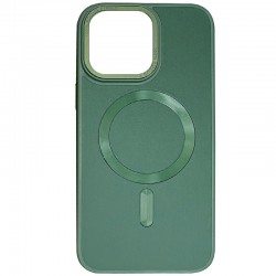 Кожаный чехол Bonbon Leather Metal Style with MagSafe для Apple iPhone 15 Pro (6.1"), Зеленый / Pine green