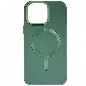Кожаный чехол Bonbon Leather Metal Style with MagSafe для Apple iPhone 15 Pro (6.1"), Зеленый / Pine green