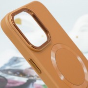 Шкіряний чохол Bonbon Leather Metal Style with MagSafe для Apple iPhone 15 (6.1"), Коричневий / Brown