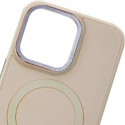 Кожаный чехол Bonbon Leather Metal Style with MagSafe для Apple iPhone 15 (6.1"), Розовый / Light pink