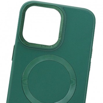 Кожаный чехол Bonbon Leather Metal Style with MagSafe для Apple iPhone 15 Pro Max (6.7"), Зеленый / Pine green - iPhone 15 Pro Max - изображение 1