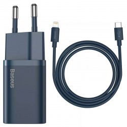 Зарядное для телефона Baseus Super Si Quick Charger 1C 20W + кабель Type-C to Lightning (TZCCSUP-B), Синий