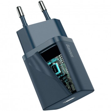 Зарядне для телефону Baseus Super Si Quick Charger 1C 20W + кабель Type-C to Lightning (TZCCSUP-B), Синій - Мережеві ЗП (220 В) - зображення 3 
