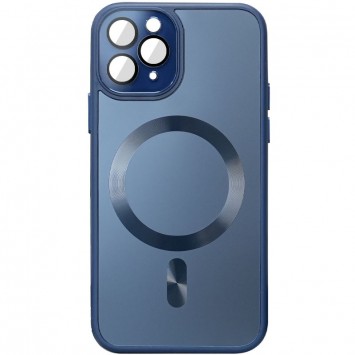 Чехол TPU+Glass Sapphire Midnight с MagSafe для Айфон 13 Про в темно-синем цвете
