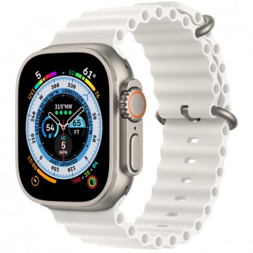 Белый ремешок Ocean Band для Apple watch, подходящий для моделей 42mm, 44mm, 45mm, 49mm.