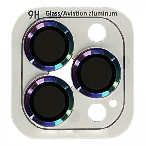 Защитное стекло на камеру для iPhone 14 Pro / 14 Pro Max - Metal Classic, Сиреневый / Rainbow