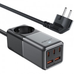 Зарядний пристрій Acefast Z2 PD75W GaN (3*USB-C+2*USB-A), Сірий