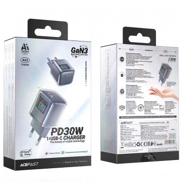 Зарядное для телефона Acefast A53 Sparkling series PD30W GaN (USB-C), Серый - Сетевые зарядные устройства (220 В) - изображение 4