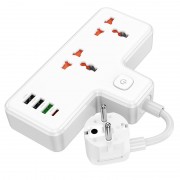 Блок зарядки для телефону Hoco AC12A Reise (PD30W/1C3A) +Socket, Білий