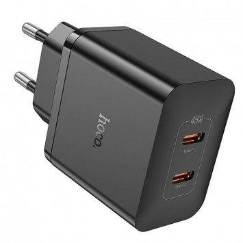 Зарядное устройство для iPhone 15 Pro Max - Hoco N35 Streamer PD45W (2C), Черный - Сетевые зарядные устройства (220 В) - изображение 1