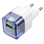 Блок зарядки для телефону Hoco C131A Platium PD30W+QC3.0 + Type-C to Lightning, Синій