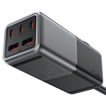 Зарядний пристрій Acefast Z2 PD75W GaN (3*USB-C+2*USB-A), Сірий - Мережеві ЗП (220 В) - зображення 1 