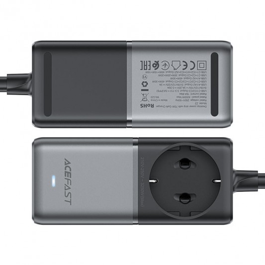 Зарядное устройство Acefast Z2 PD75W GaN (3*USB-C+2*USB-A), Серый - изображение 3