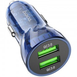 Зарядка в прикурювач Hoco Z47 QC3.0 Transparent Discovery Edition, Transparent blue