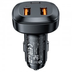 Зарядка в прикуриватель Acefast B9 66W (2USB-A+USB-C) three port metal car charger, Black