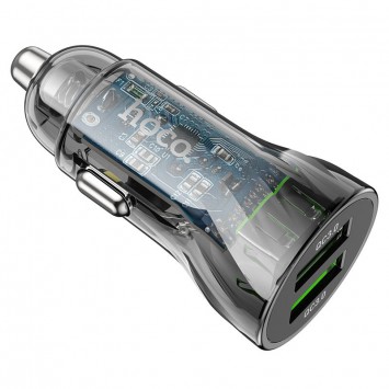 Зарядка в прикурювач Hoco Z47 QC3.0 Transparent Discovery Edition, Transparent black - Автомобільні зарядні пристрої - зображення 1 