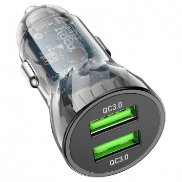 Зарядка в прикуриватель Hoco Z47 Transparent Discovery Edition QC3.0, Transparent black - Автомобильные зарядные устройства - изображение 2