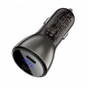 Зарядка в прикуриватель Acefast B10 metal car charger 60W (USB-C + USB-C) with digital display, Black
