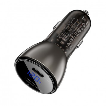 Автомобільна зарядка Acefast B10 metal car charger 60W (USB-C+USB-C) with digital display, Black - Автомобільні зарядні пристрої - зображення 1 