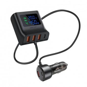 Зарядка в прикуриватель Acefast B11 138W Car Charger Splitter with Digital Display, Black - Автомобильные зарядные устройства - изображение 2