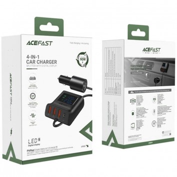 Зарядка в прикуриватель Acefast B8 digital display car HUB charger, Black - Автомобильные зарядные устройства - изображение 5