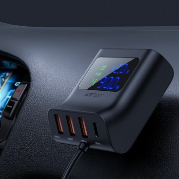 Зарядка в прикурювач Acefast B8 digital display car HUB Charger, Black - Автомобільні зарядні пристрої - зображення 6 