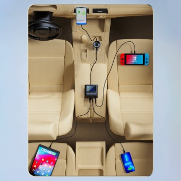 Зарядка в прикурювач Acefast B8 digital display car HUB Charger, Black - Автомобільні зарядні пристрої - зображення 7 