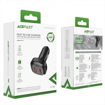 Зарядка в прикуриватель Acefast B9 66W (2USB-A+USB-C) three port metal car charger, Black - Автомобильные зарядные устройства - изображение 5