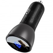 Зарядка в прикуриватель Acefast B6 metal car charger 63W (USB-A + USB-C) with digital display, Transparent black