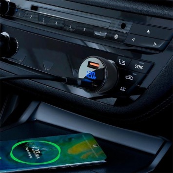 Зарядка в прикуриватель Acefast B6 metal car charger 63W (USB-A + USB-C) with digital display, Transparent black - Автомобильные зарядные устройства - изображение 2