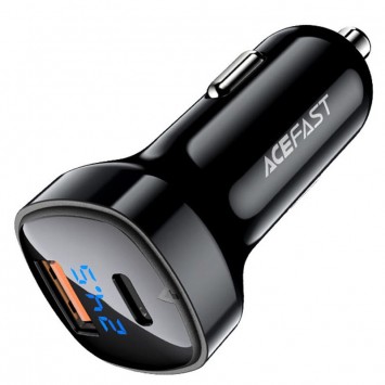 Зарядка в прикуриватель Acefast B4 digital display 66W(USB-C+USB-A) dual port, Black - Автомобильные зарядные устройства - изображение 1