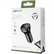Зарядка в прикуриватель Acefast B4 digital display 66W(USB-C+USB-A) dual port, Black