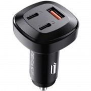 Зарядка в прикуриватель Acefast B3 66W(USB-C+USB-C+USB-A) three-port metal car charger, Black