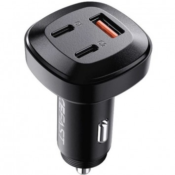 Автомобільна зарядка Acefast B3 66W(USB-C+USB-C+USB-A) three-port metal car charger, Black - Автомобільні зарядні пристрої - зображення 1 