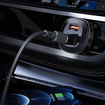 Автомобільна зарядка Acefast B3 66W(USB-C+USB-C+USB-A) three-port metal car charger, Black - Автомобільні зарядні пристрої - зображення 3 