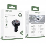 Автомобільна зарядка Acefast B3 66W(USB-C+USB-C+USB-A) three-port metal car charger, Black