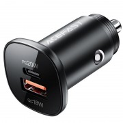Автомобільна зарядка Acefast B1 mini 38W (USB-C+USB-A) dual-port metal car charger, Black