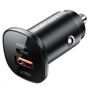 Зарядка в прикуриватель Acefast B1 mini 38W (USB-C+USB-A) dual-port metal car charger, Black - Автомобильные зарядные устройства - изображение 1