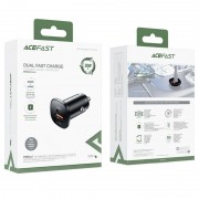 Автомобільна зарядка Acefast B1 mini 38W (USB-C+USB-A) dual-port metal car charger, Black