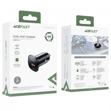 Автомобільна зарядка Acefast B1 mini 38W (USB-C+USB-A) dual-port metal car charger, Black - Автомобільні зарядні пристрої - зображення 4 