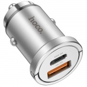 Зарядка в прикуриватель Hoco NZ10 Handy PD45W+QC3.0 + Type-C to Lightning, Silver