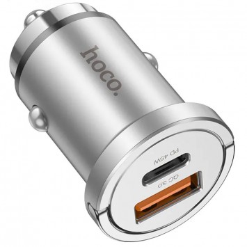 Автомобільна зарядка Hoco NZ10 Handy PD45W+QC3.0 + Type-C to Lightning, Silver - Автомобільні зарядні пристрої - зображення 3 