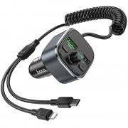 Зарядка в прикуриватель с FM модулятором Hoco E74 Energy QC3.0 2in1 with cable, Metal gray
