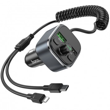 Зарядка в прикуриватель с FM модулятором Hoco E74 Energy QC3.0 2in1 with cable, Metal gray - Автомобильные зарядные устройства - изображение 2