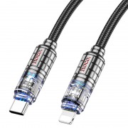 Дата кабель Hoco U122 Lantern Transparent Discovery Edition Type-C to Lightning, Чорний