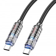 Дата кабель Hoco U122 Lantern Transparent Discovery Edition Type-C to Type-C 60W, Чорний